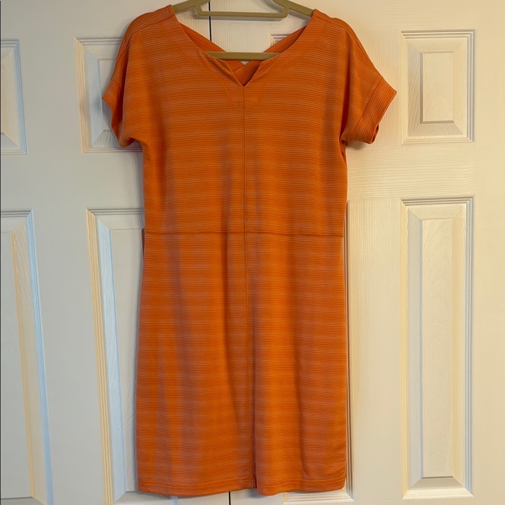 Talbots Orange V-Neck Knee-Length Sheath Dress